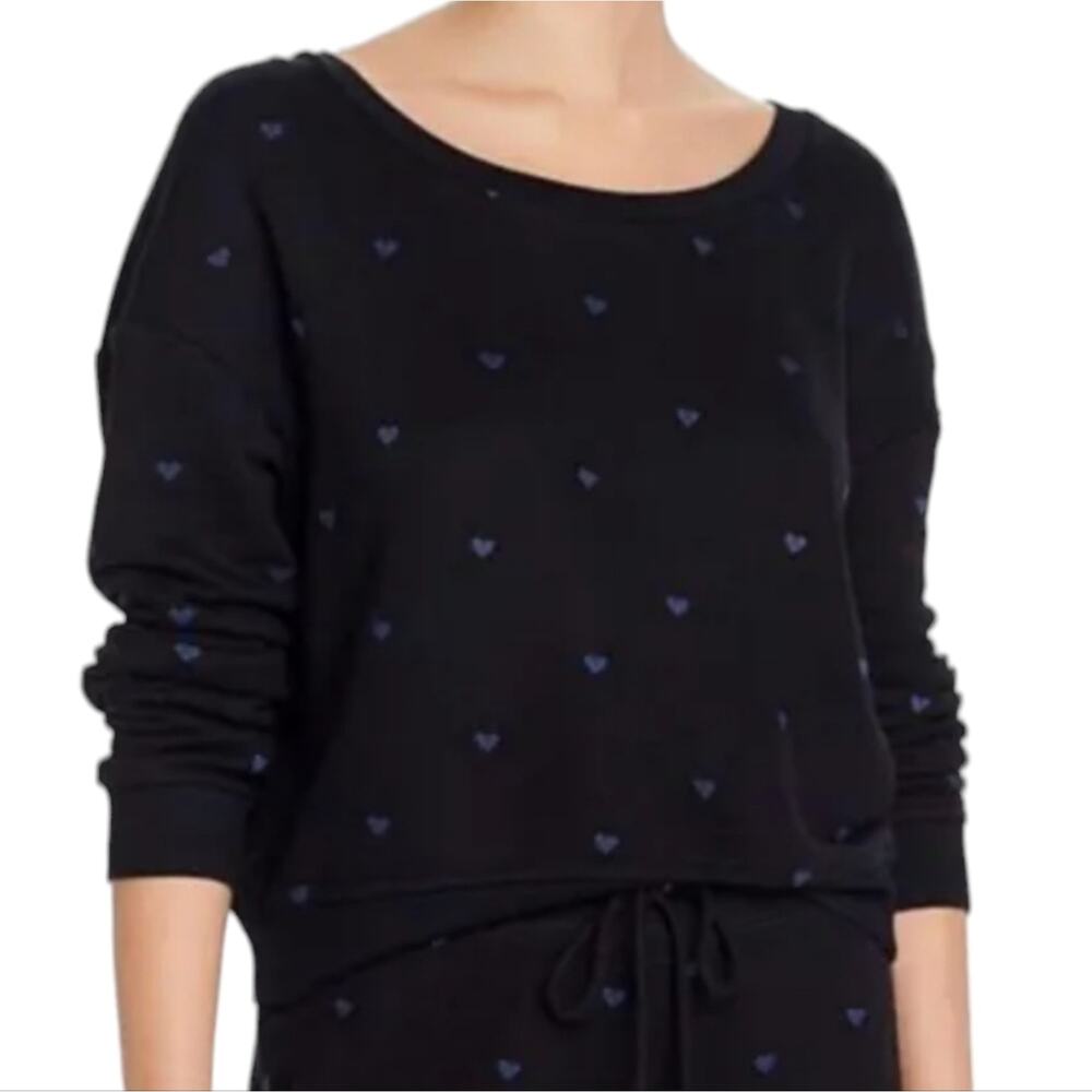 Splendid Embroidered hearts modal long sleeve top Medium